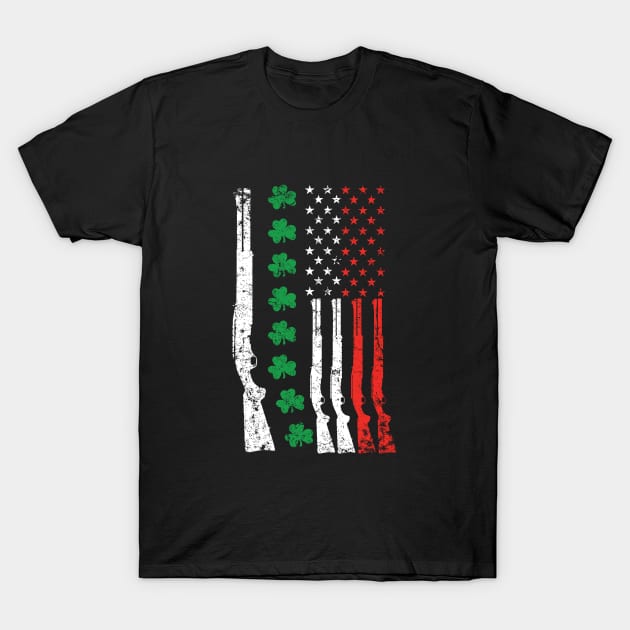 Irish american flag with shotguns T-Shirt by MikesTeez